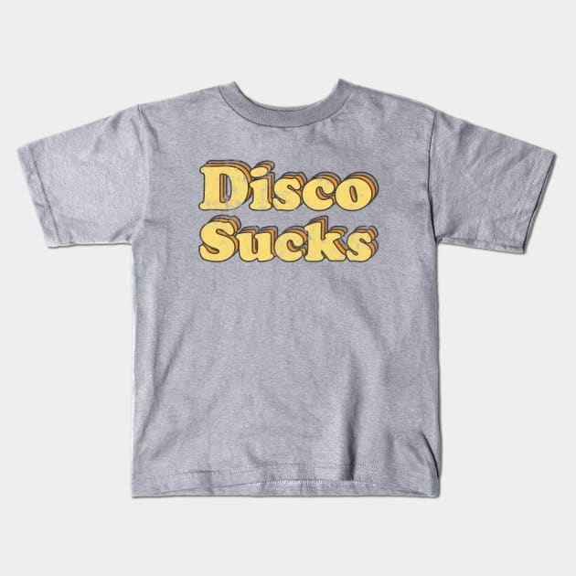 Disco Sucks Retro 70s Word Art Kids T-Shirt by Slightly Unhinged